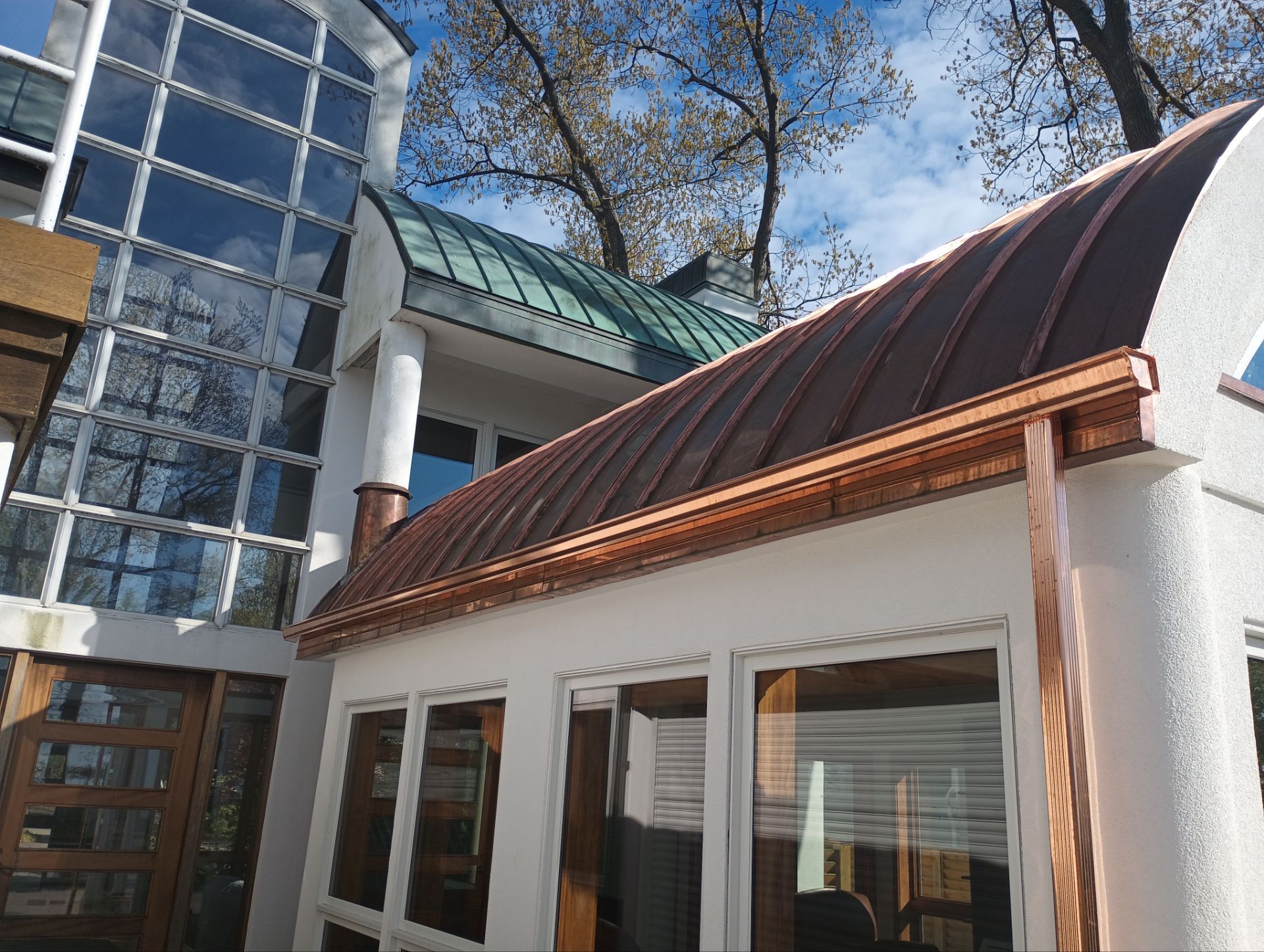 Copper standing seam roof on a premium residential project